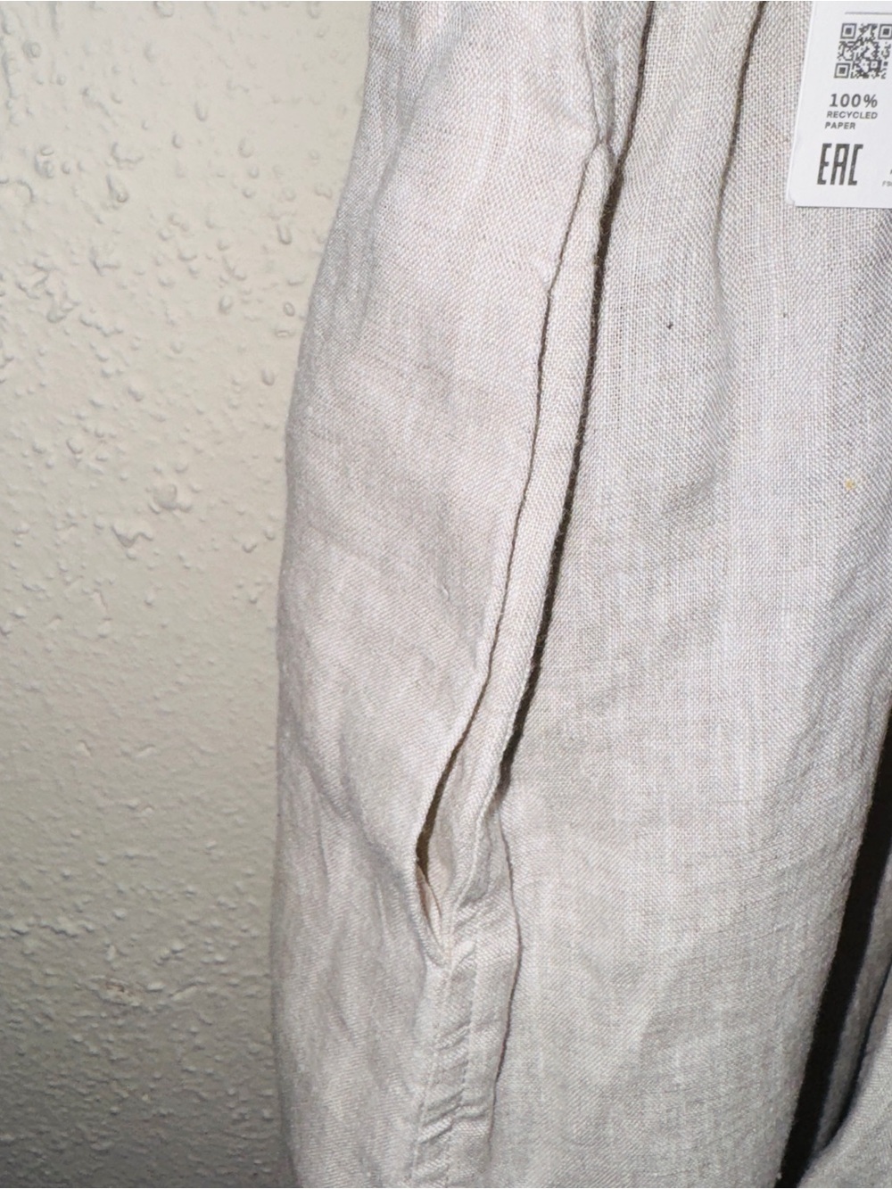NEW OYSHO Casual Sleeveless Cross Back Linen Cream Stretchy Waist Pocket Romper - Picture 7 of 12